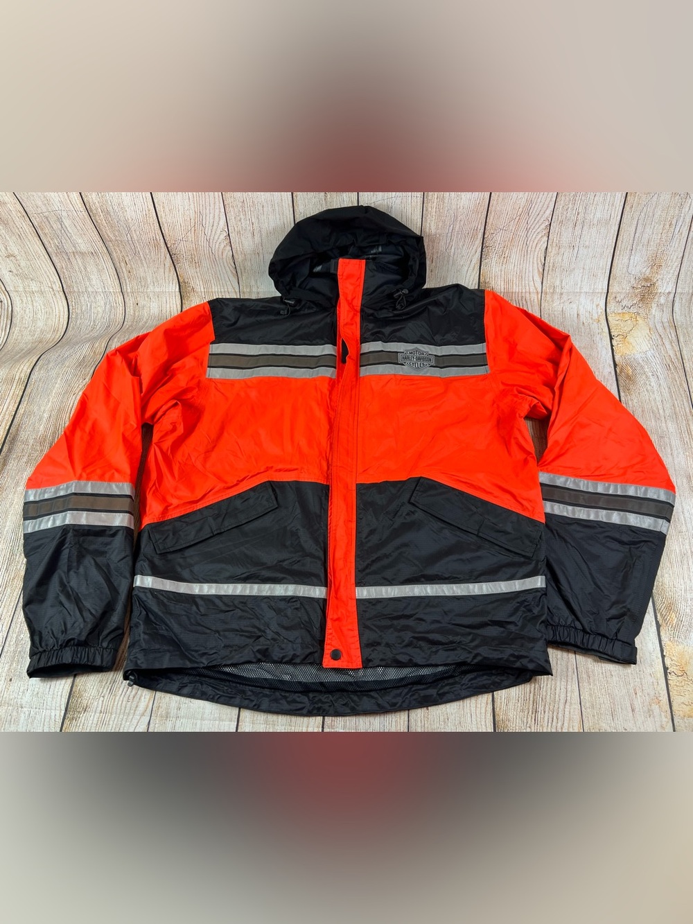 Mens Harley-Davidson High Visibility Reflective Rain Riding Jacket Size Large